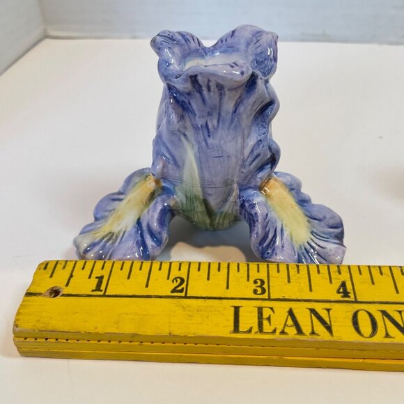 Vintage Ceramic Iris Flower Candle Holders Hand-Painted Purple & Yellow Floral D - Picture 11 of 11